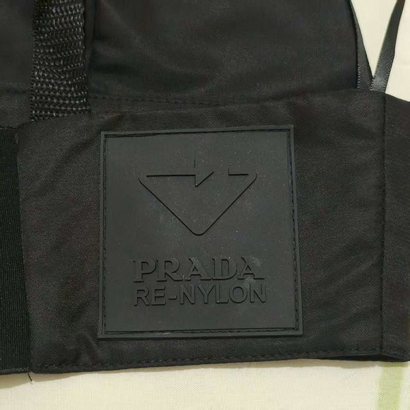 Prada Gold-Plated Logo Recycled Nylon Bra - Picture 4 of 9